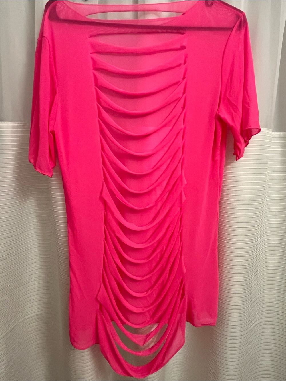 Shaina Ripped Hot Pink Mesh Cover-up - Picture 3 of 4